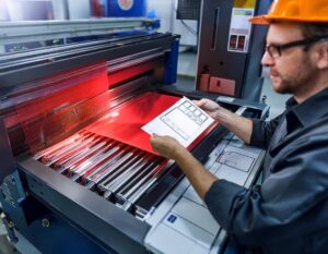 Action shot of label printing.